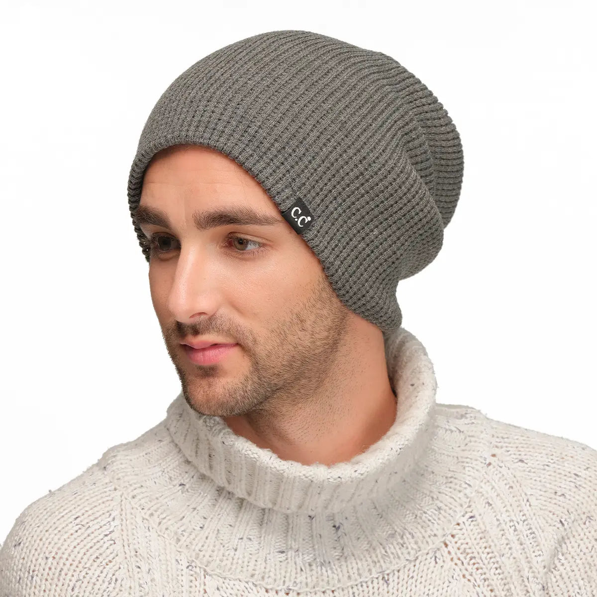 C.C Waffle Knit Slouchy Cuff Beanie