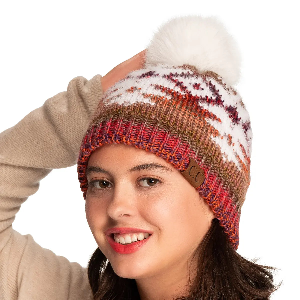 C.C Ombre Aztec Knit Pom Beanie