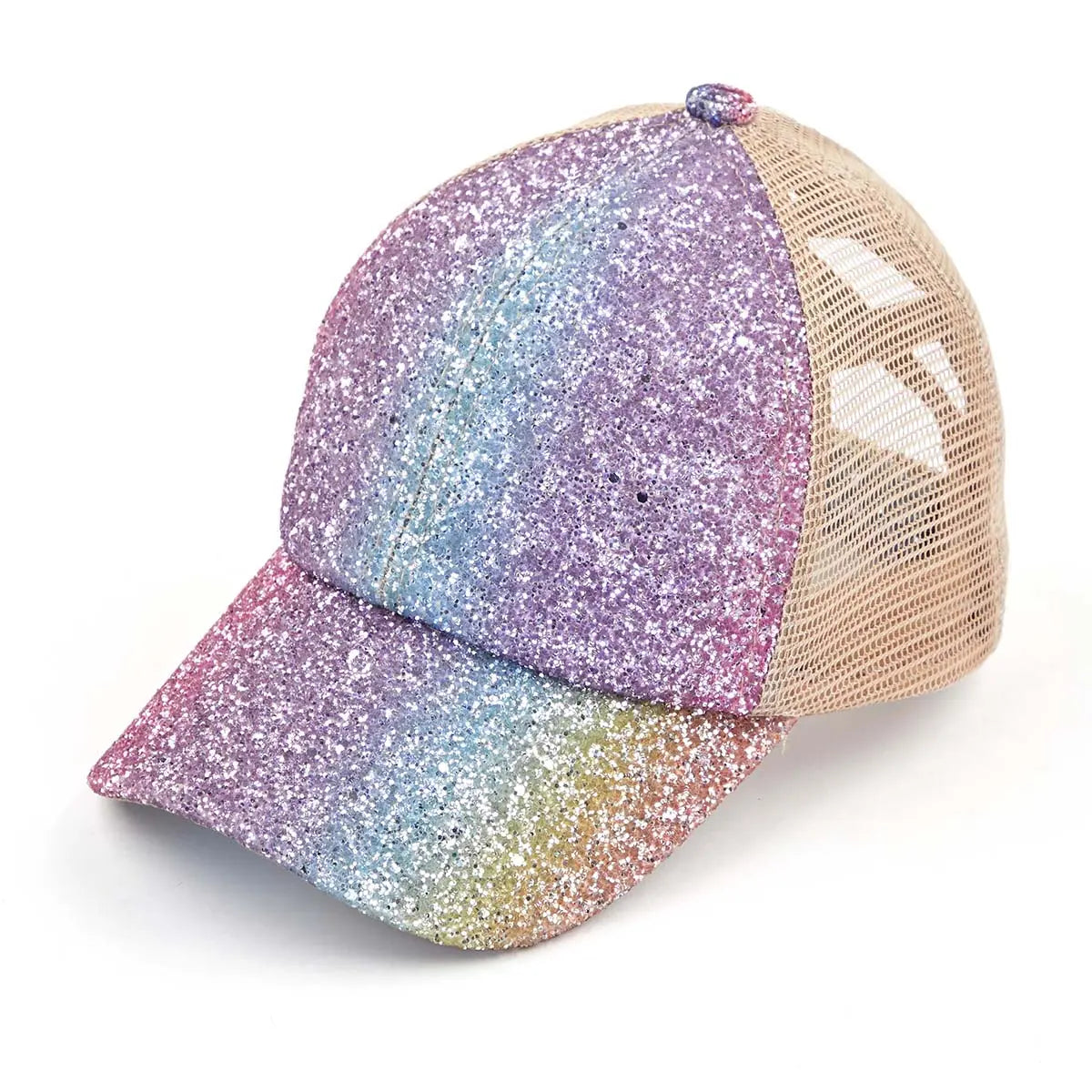 C.C Chunky Glitter Criss-Cross Ponytail Cap