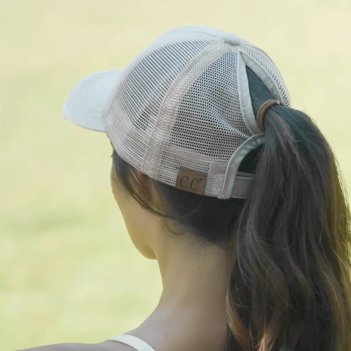 C.C Distressed Ponytail Baseball Cap