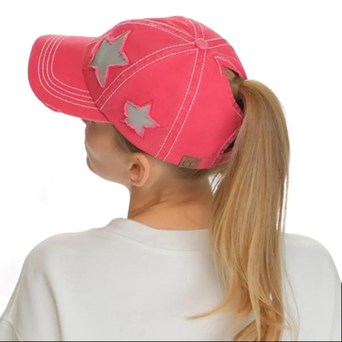 C.C Distressed Star Ponytail Baseball Hat