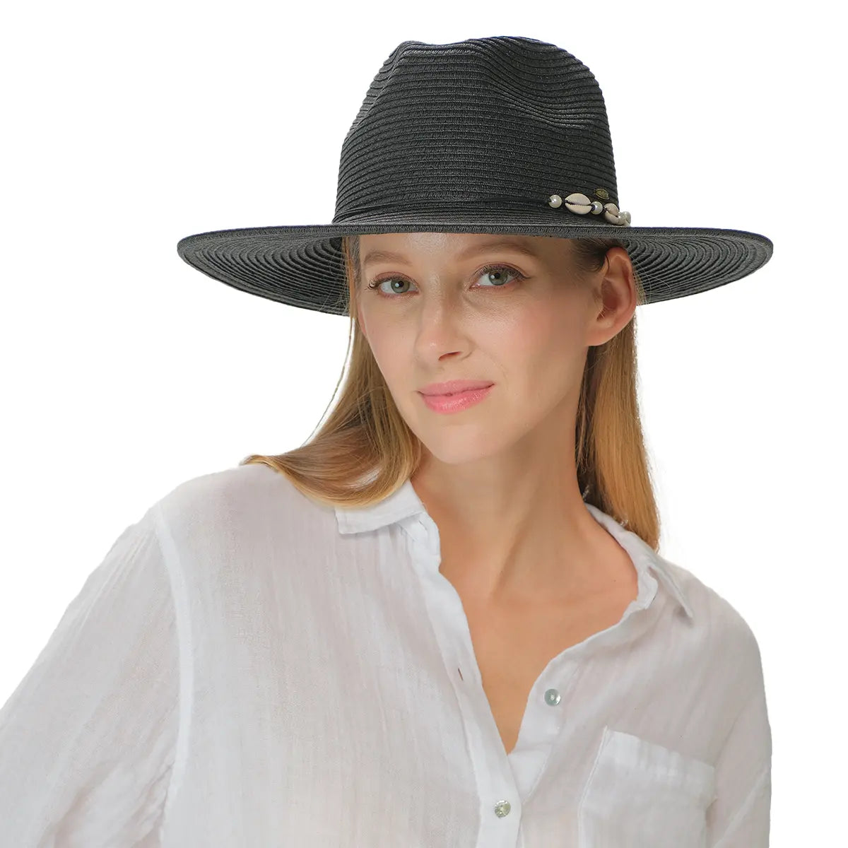 C.C Shell & Pearl Trim Panama Hat