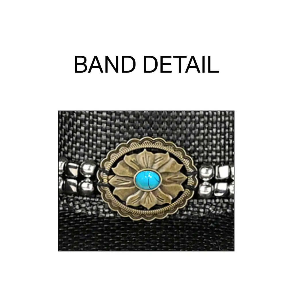 C.C Cut & Sew Mixed Bead Band Cowboy Hat
