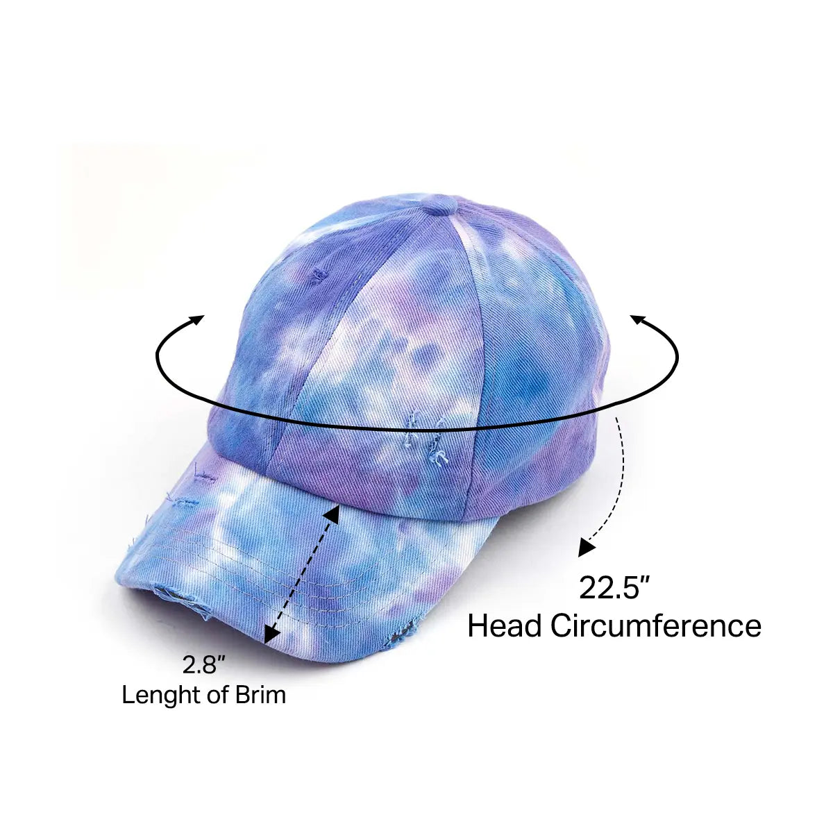 C.C Distressed Tie Dye Criss-Cross Ponytail Baseball Hat