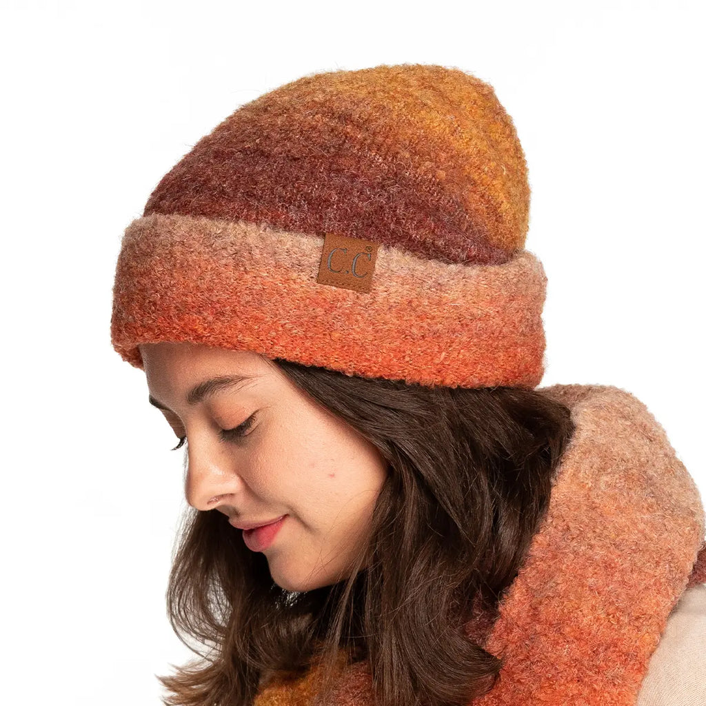 C.C Recycled Ombre Slouchy Cuff Beanie
