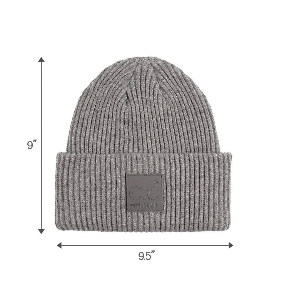 C.C Solid Ribbed Knit Cuff Beanie