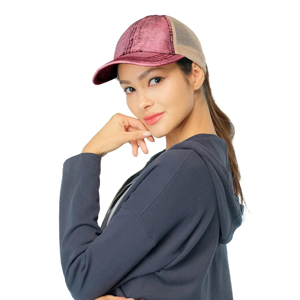 C.C Stonewashed Criss-Cross Ponytail Baseball Hat