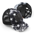 Tie-Dye Stars Flag Patch Criss-Cross Ponytail Cap