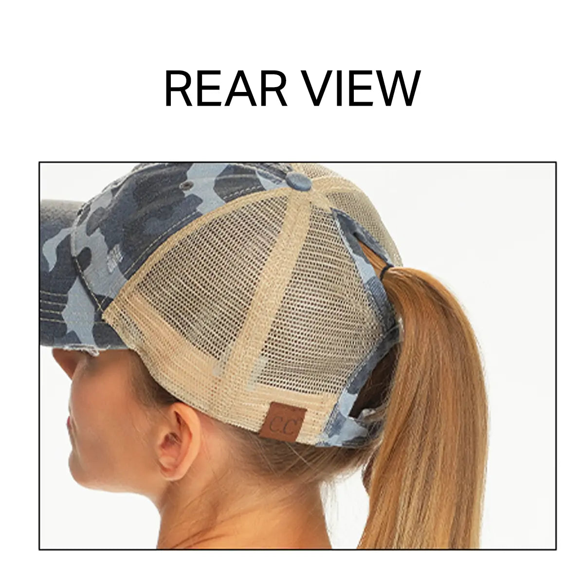 C.C Distressed Camo Ponytail Baseball Cap