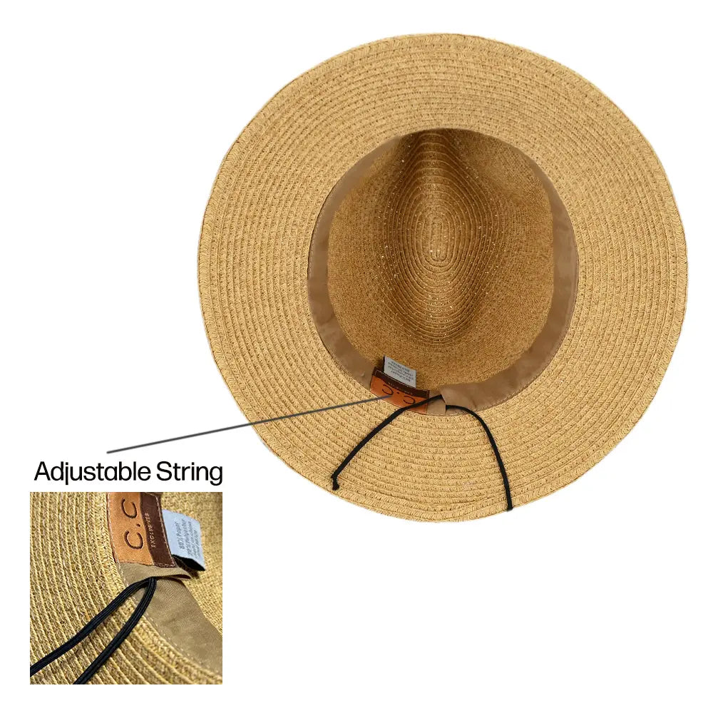 C.C Leopard Print Trim Panama Hat