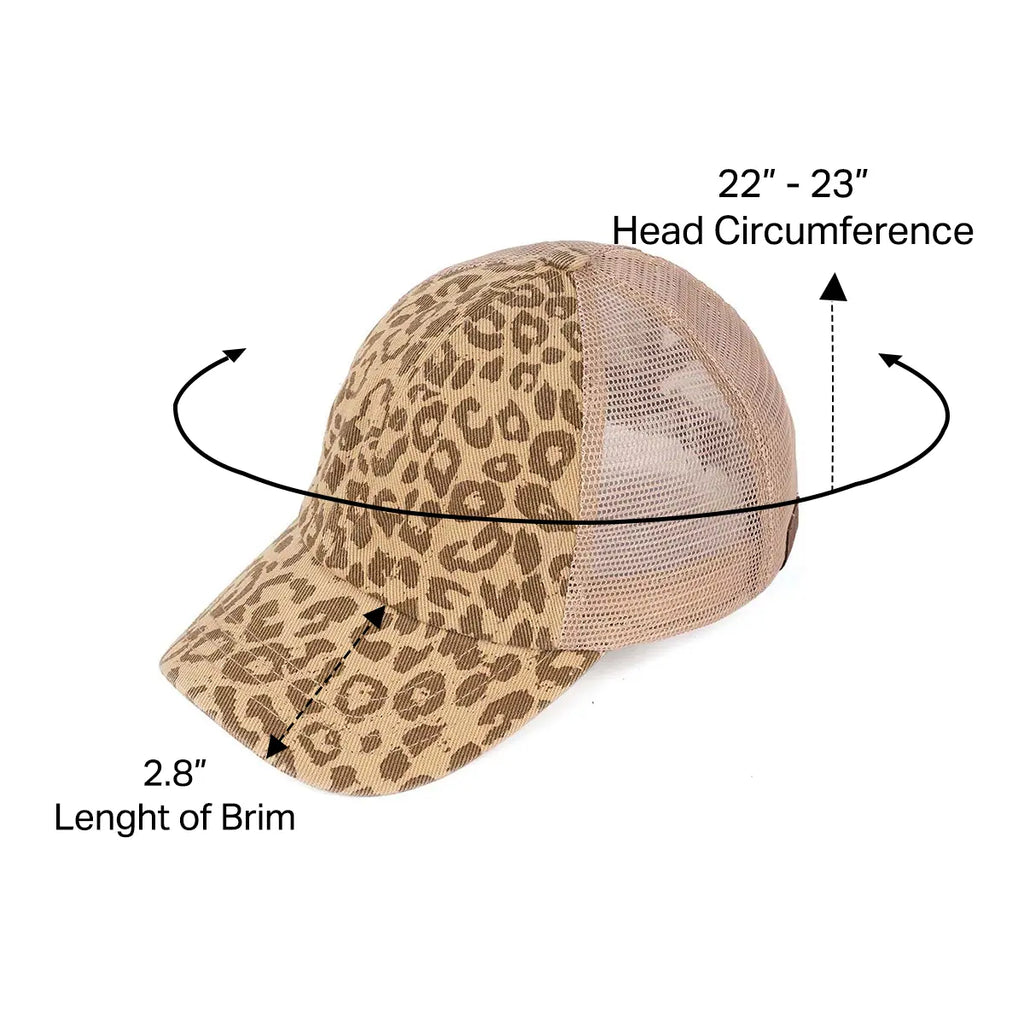 C.C Denim Leopard Criss-Cross Ponytail Cap