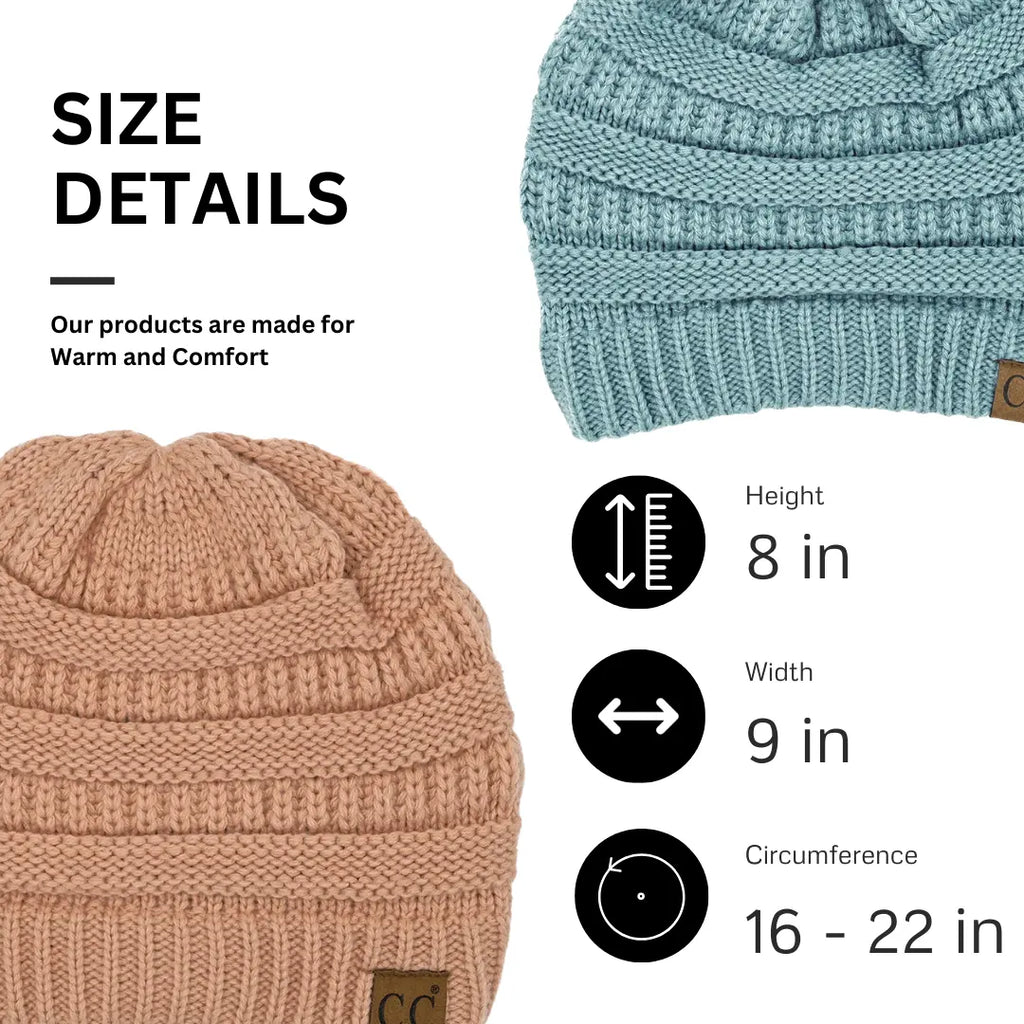 C.C Cable Knit Ribbed Beanie