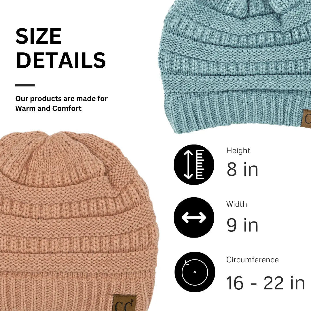C.C Cable Knit Ribbed Beanie