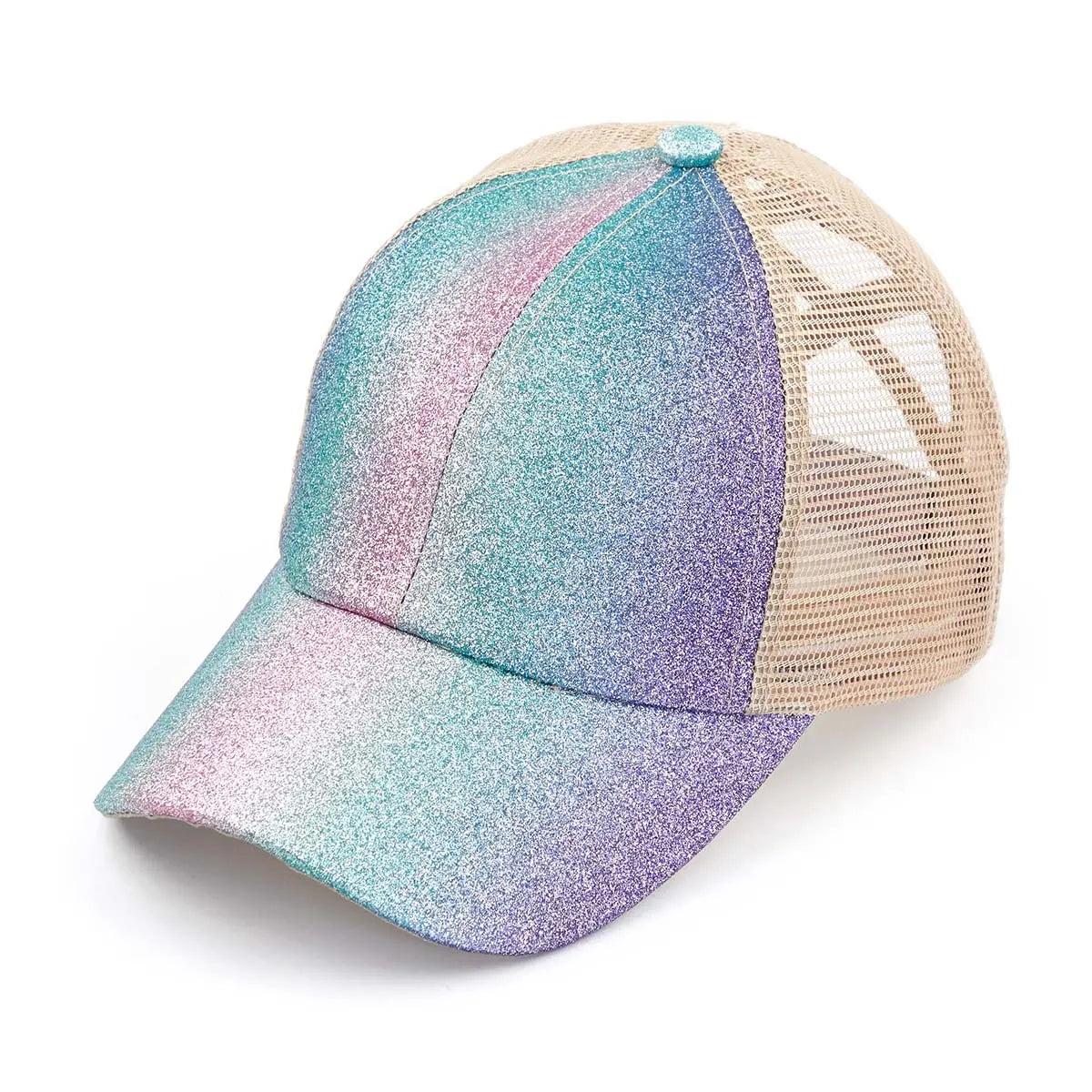 C.C Sparkle Glitter Criss-Cross Ponytail Baseball Cap