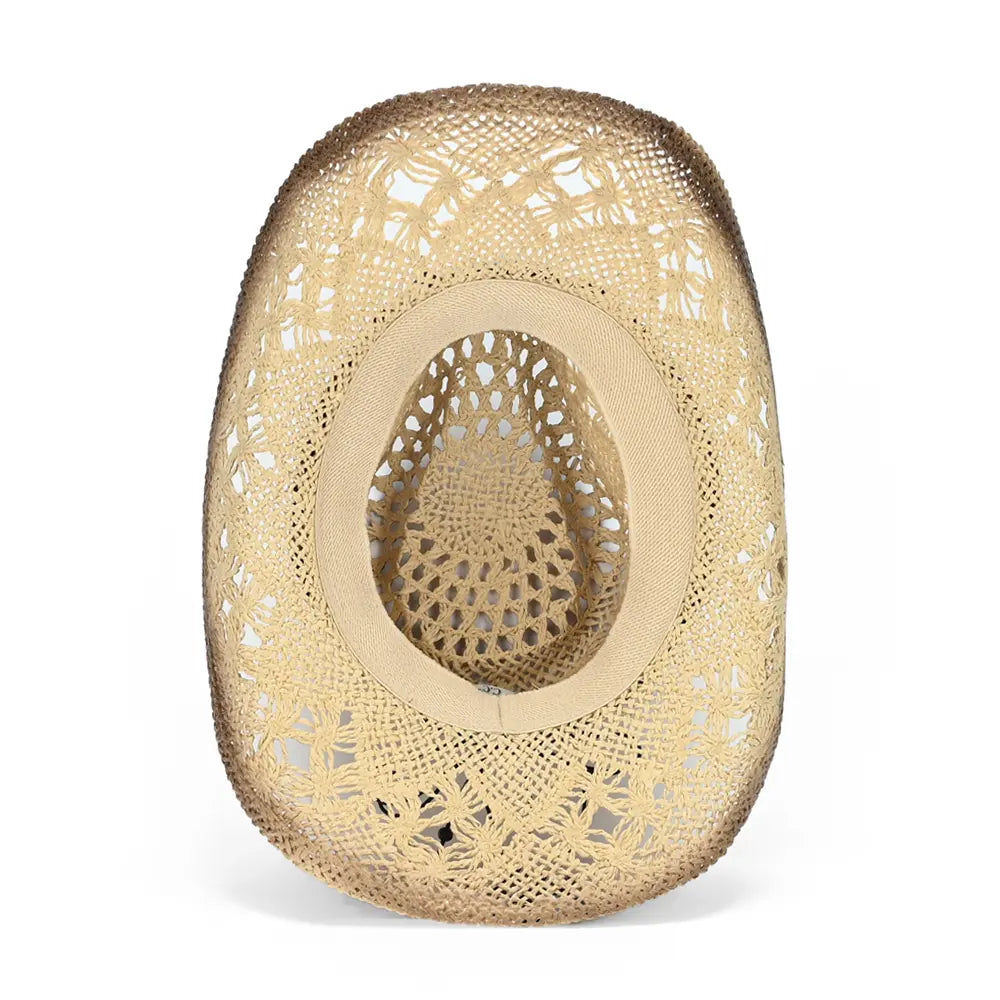 C.C Wooden Bead Band Tea-Stain Open Weave Cowboy Hat – Western Hat