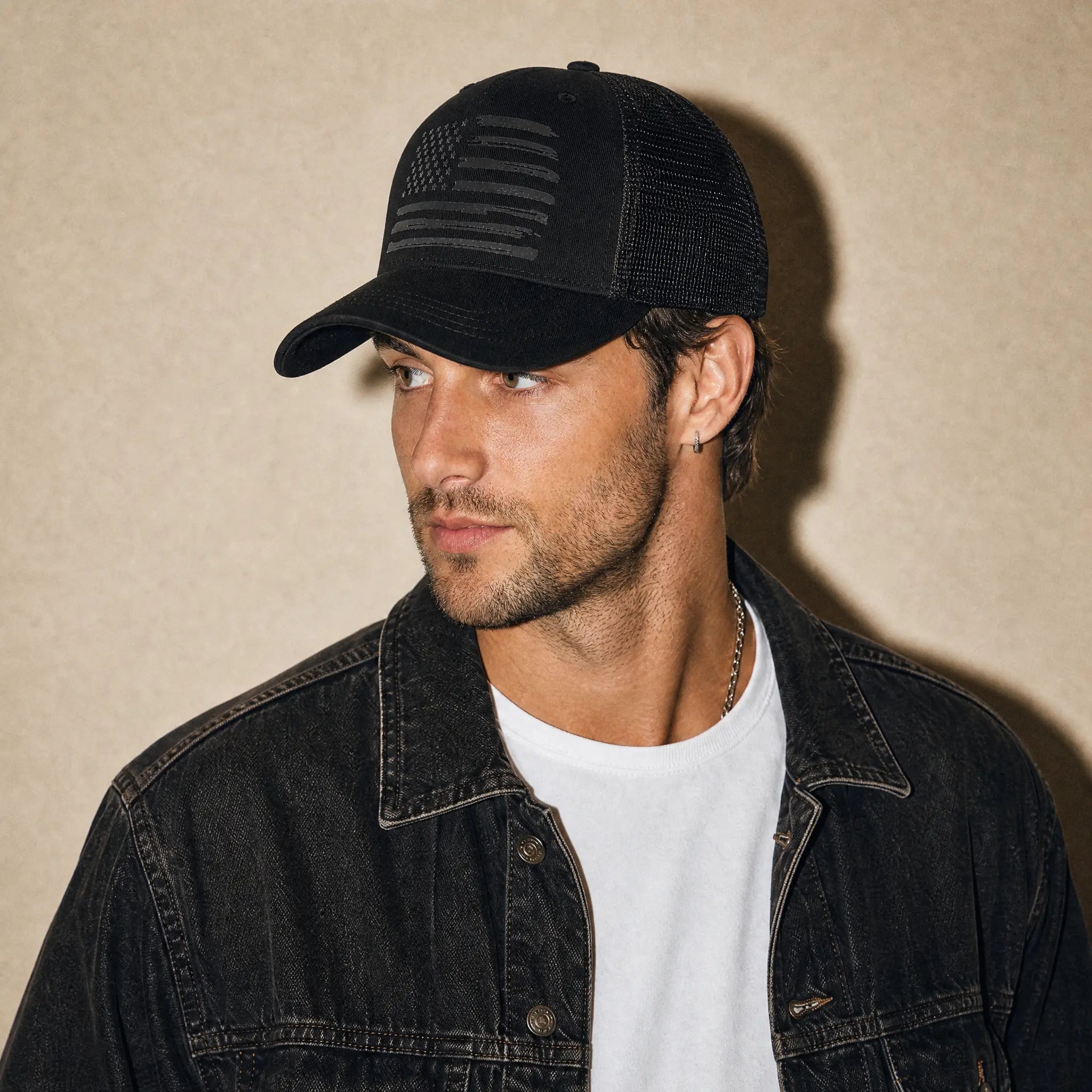 C.C Laser Print Stylized USA Flag Trucker Hat