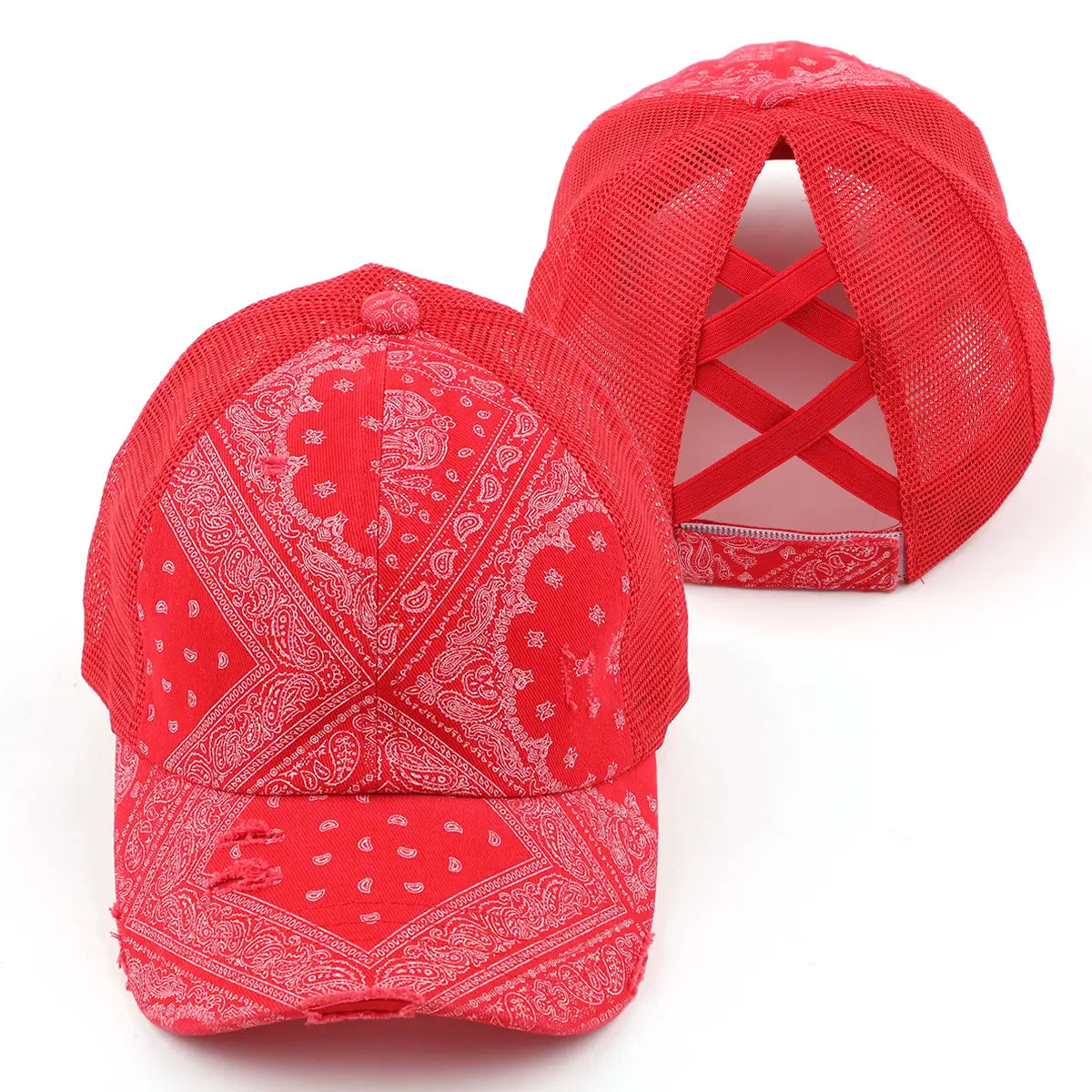 C.C Paisley Criss-Cross Ponytail Baseball Cap