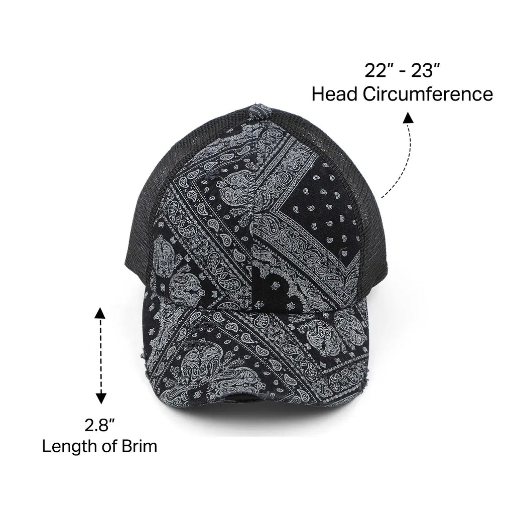 C.C Paisley Criss-Cross Ponytail Baseball Cap