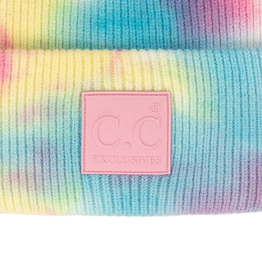 C.C Tie Dye Rubber Patch Pom Beanie