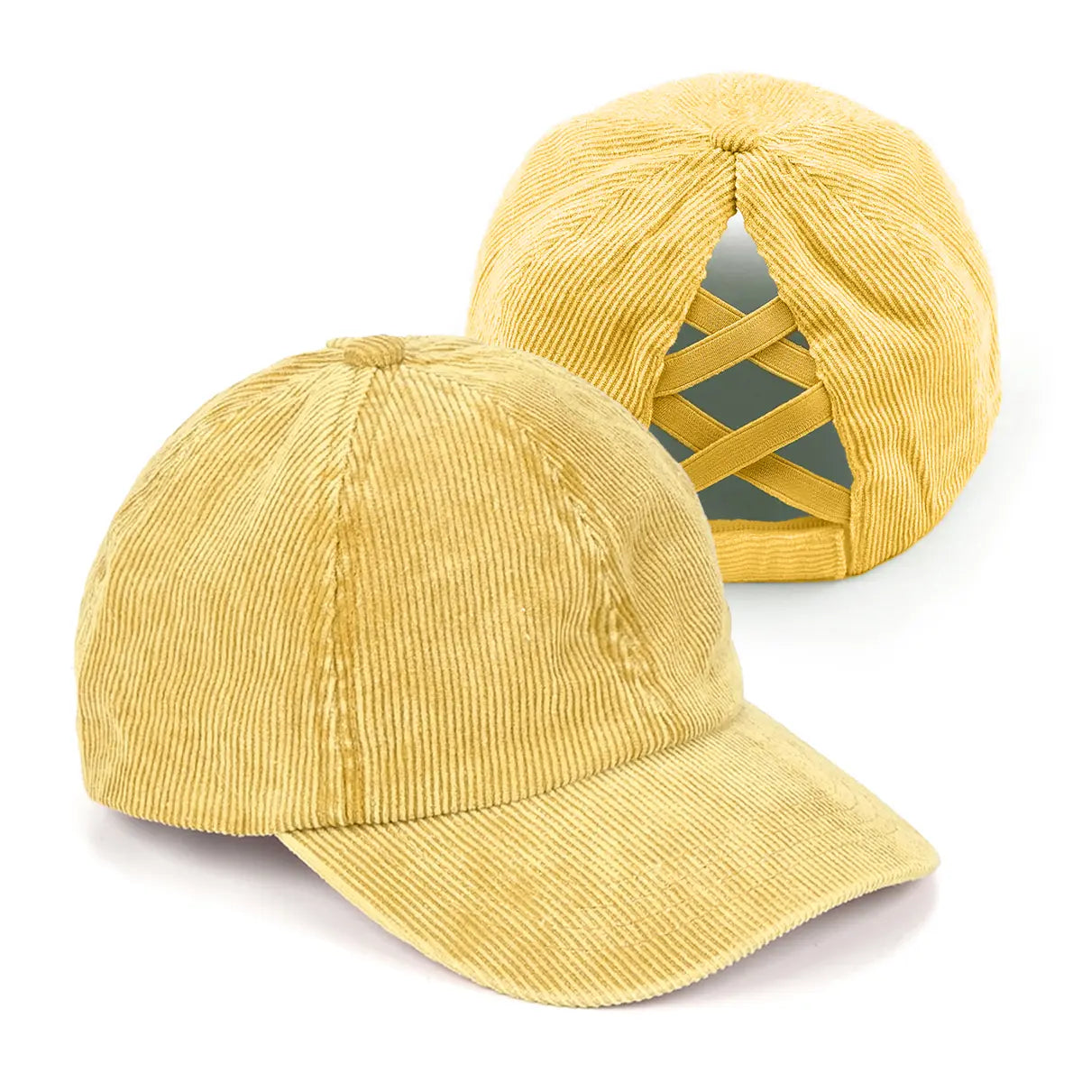 C.C Stonewashed Corduroy Criss-Cross Ponytail Baseball Cap