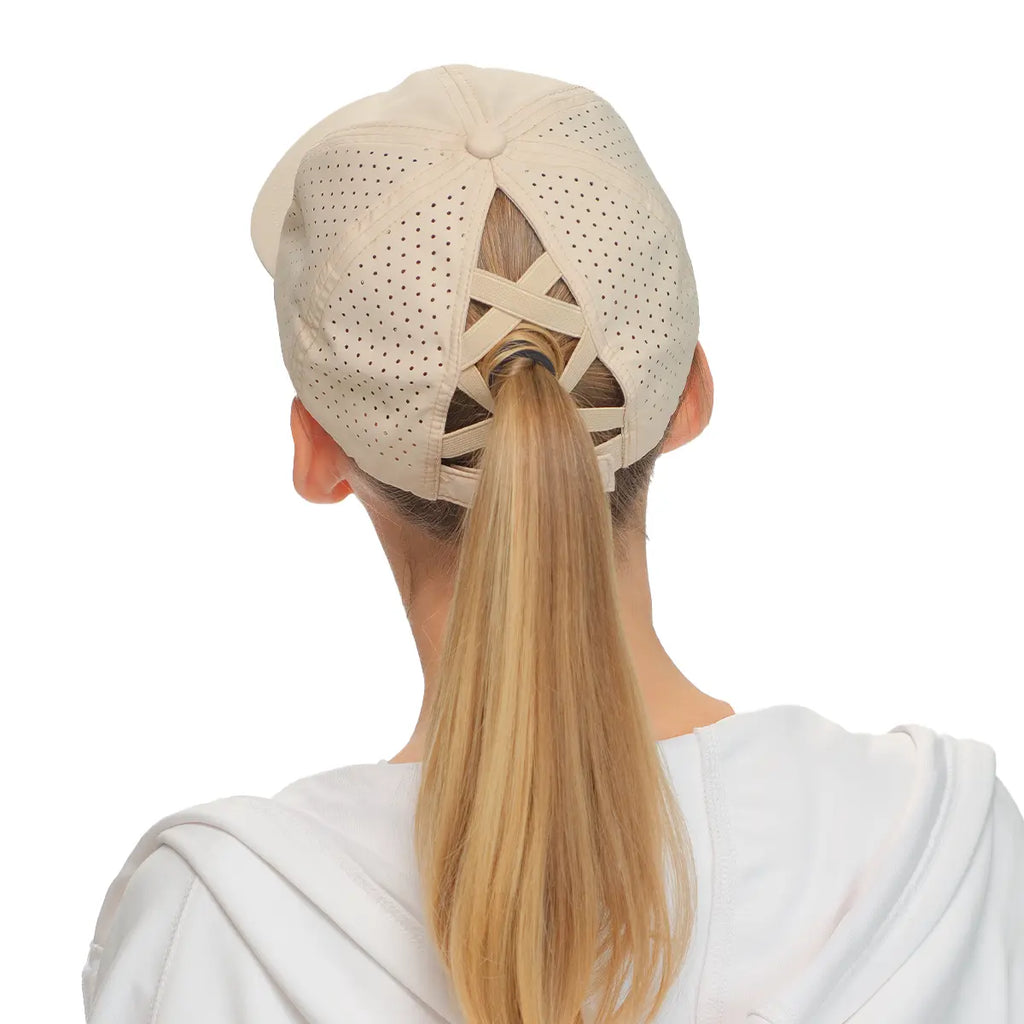C.C Laser Cut Criss-Cross Ponytail Baseball Hat