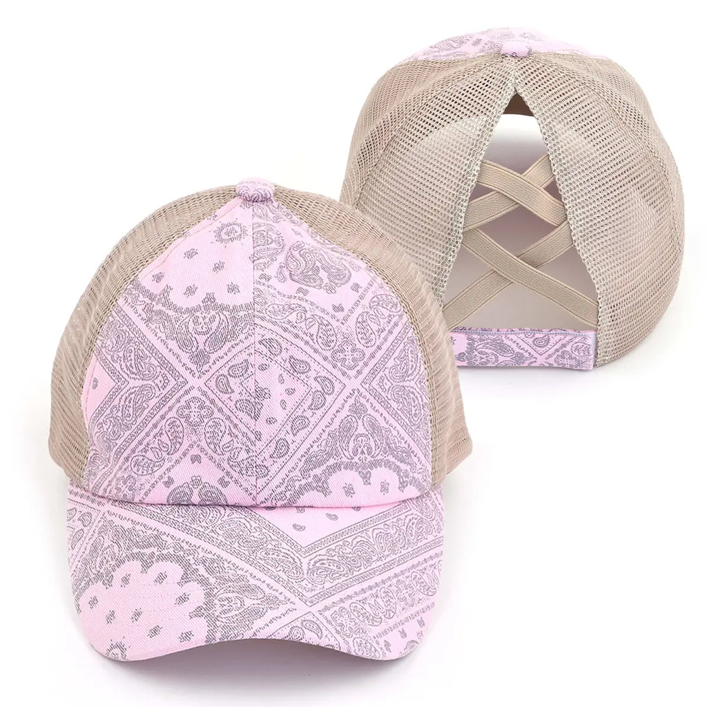 C.C Paisley Criss-Cross Ponytail Baseball Cap
