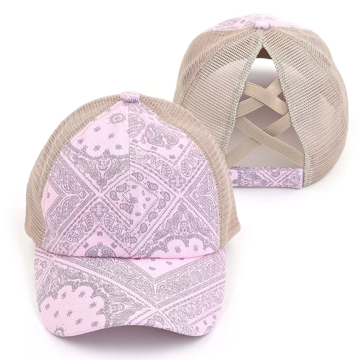 C.C Paisley Criss-Cross Ponytail Baseball Cap