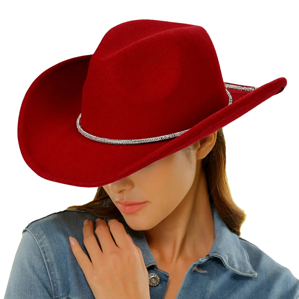 C.C Vegan Felt Rhinestone String Cowboy Hat