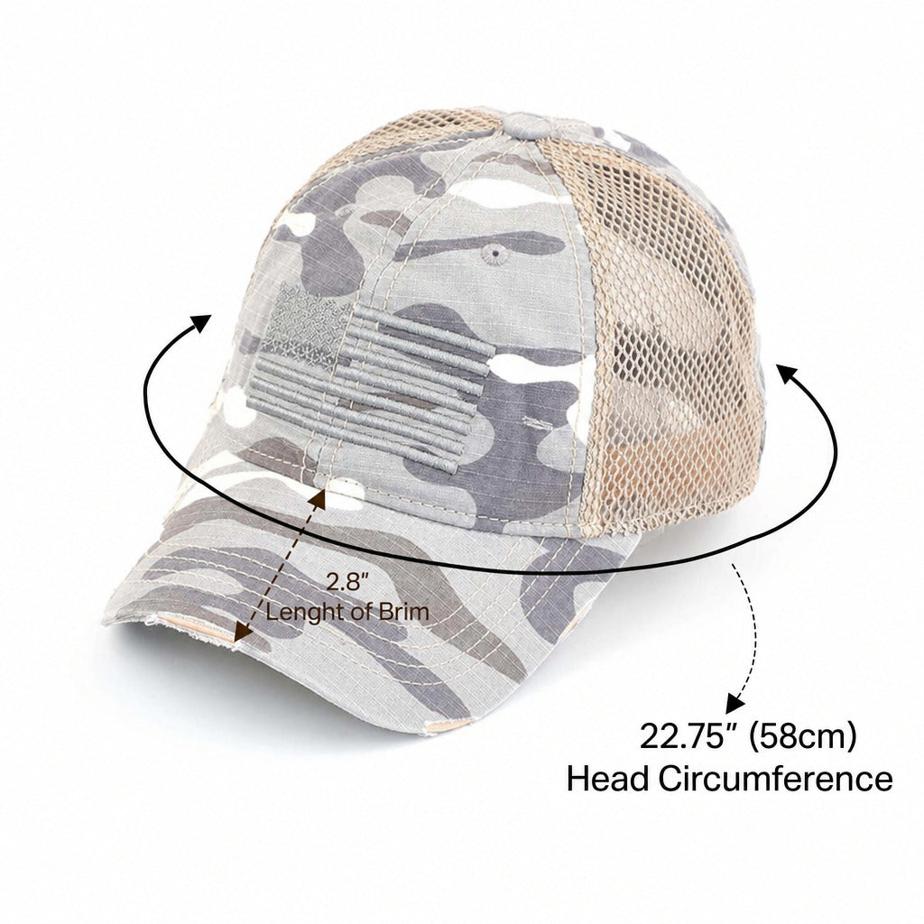 C.C Distressed Camo Embroidered USA Flag Hat