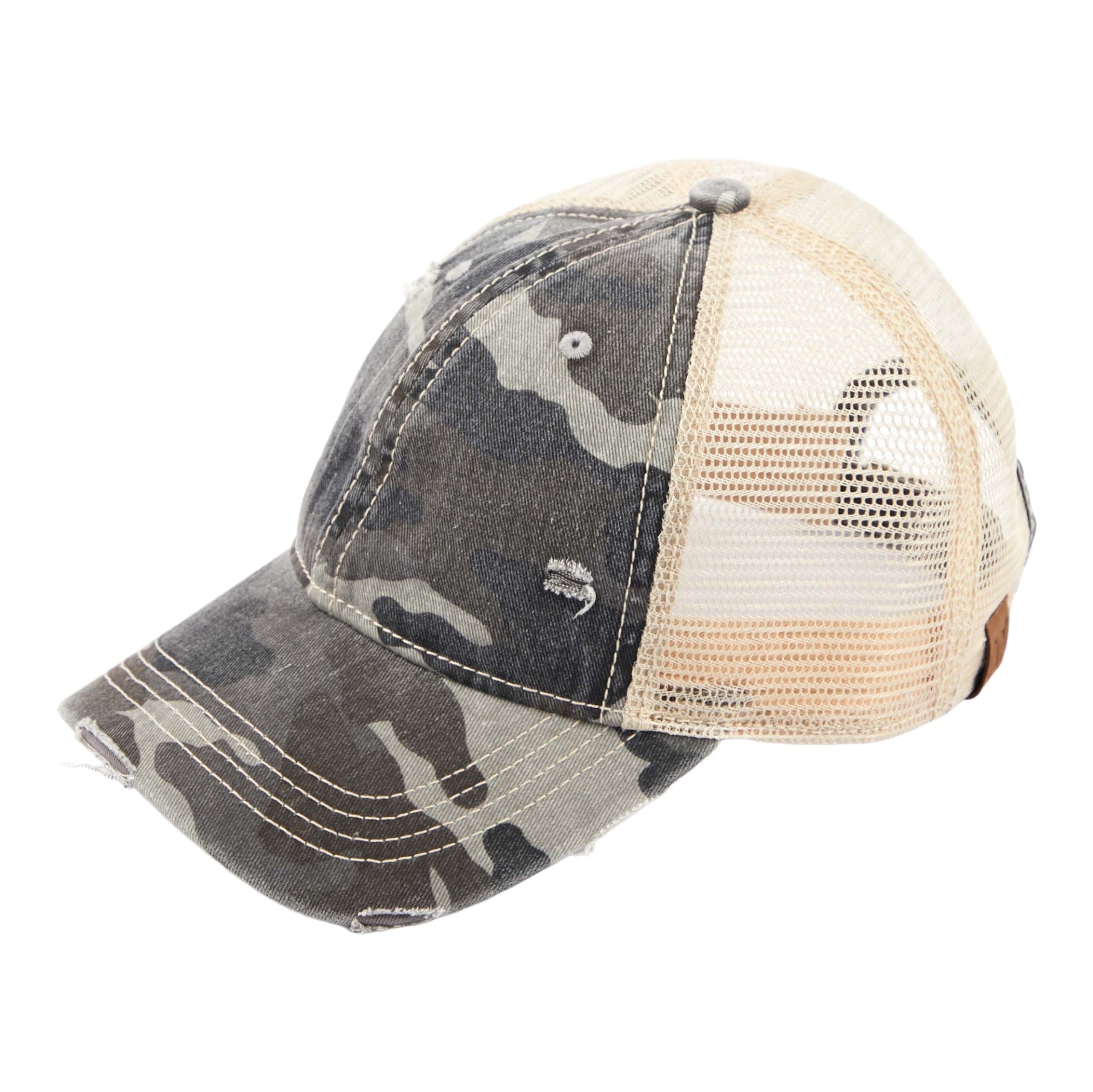 C.C Distressed Camo Baseball Hat