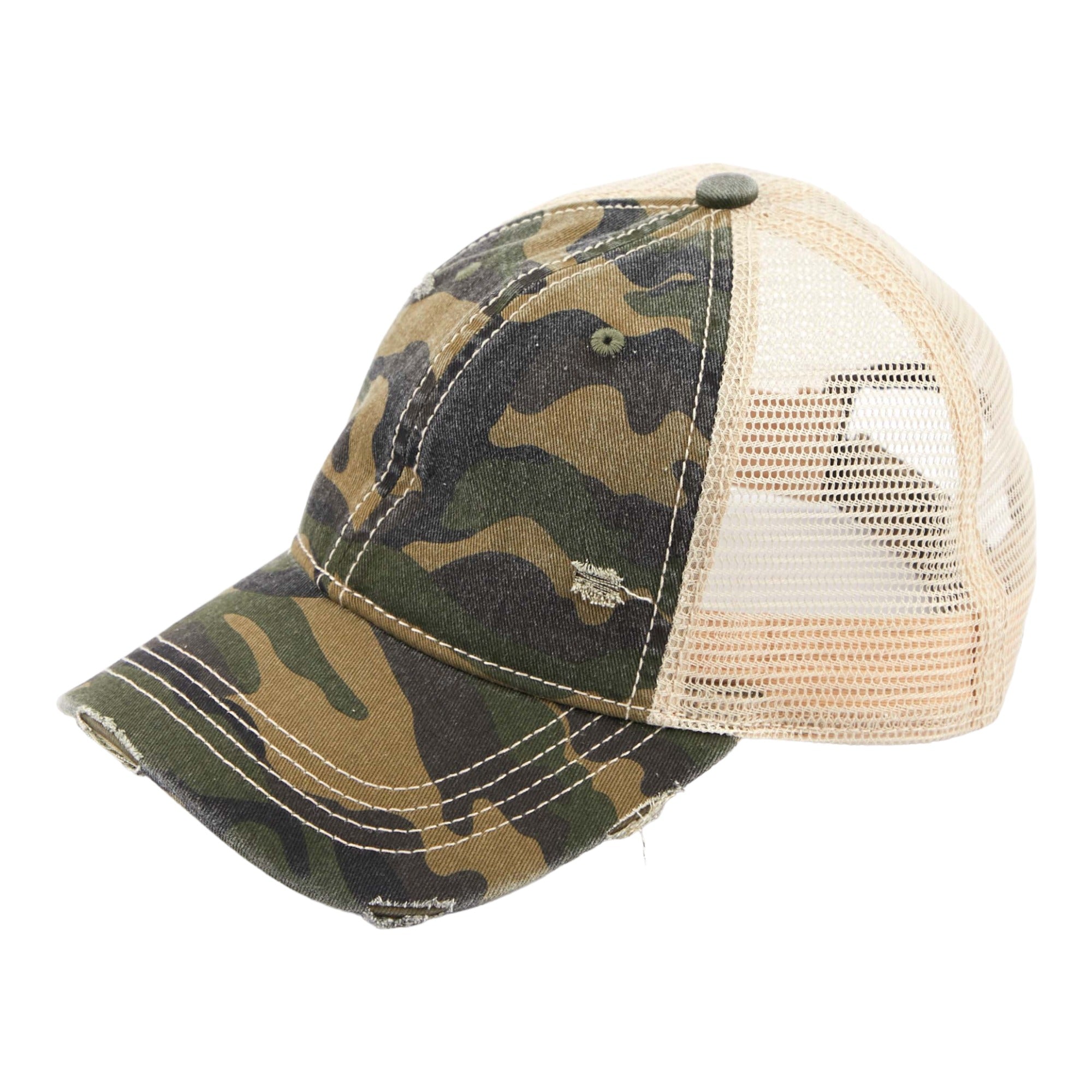 C.C Distressed Camo Baseball Hat