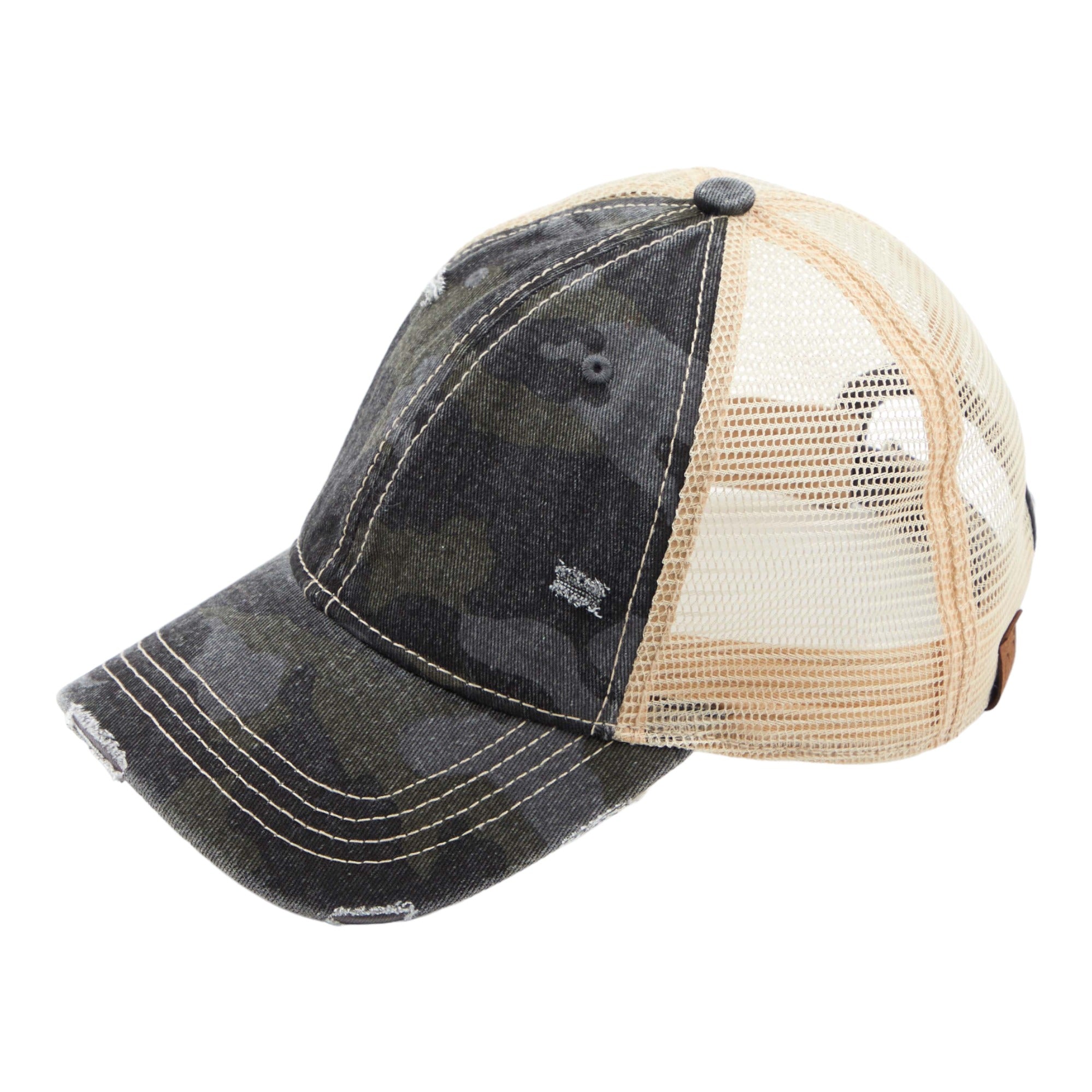 C.C Distressed Camo Baseball Hat