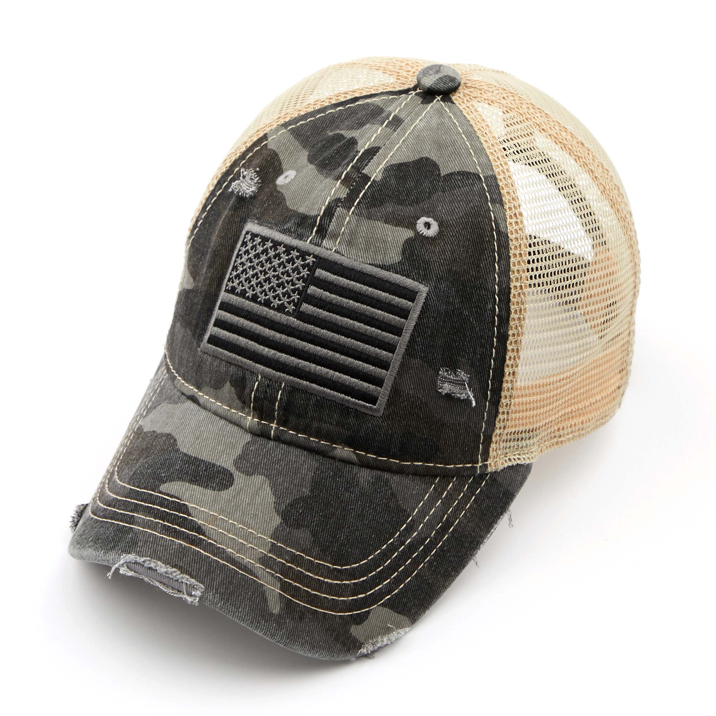 C.C Distressed Camo USA Flag Baseball Cap