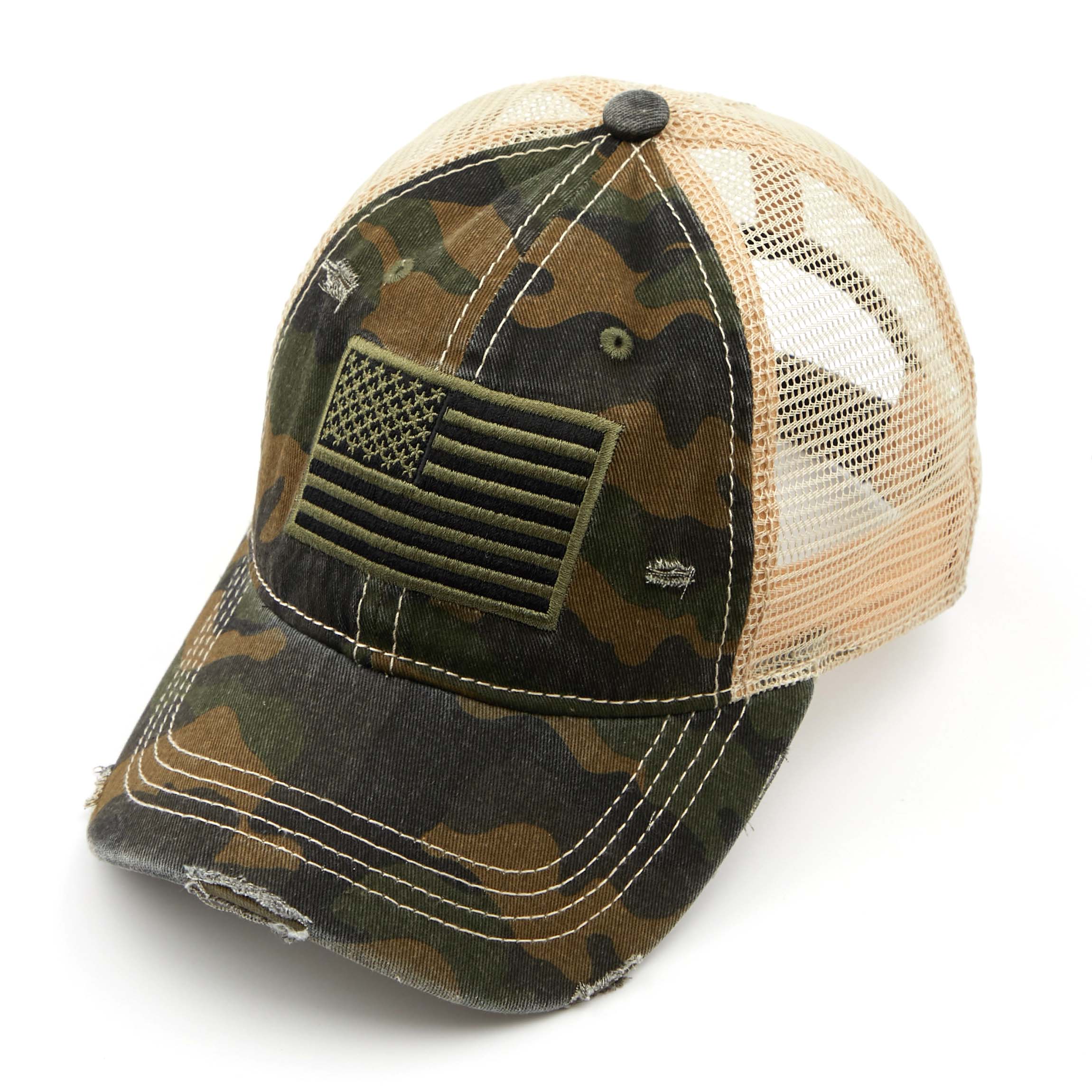 C.C Distressed Camo USA Flag Baseball Cap