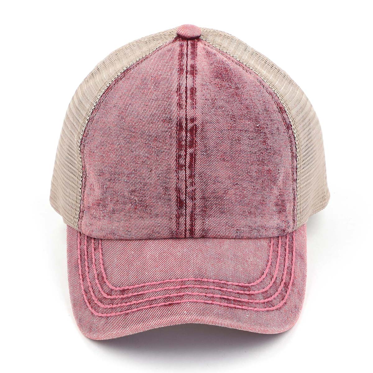 C.C Stonewashed Criss-Cross Ponytail Baseball Hat