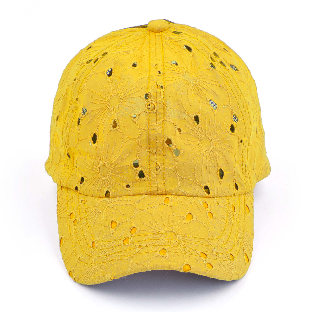C.C Embroidered Eyelet Criss-Cross Ponytail Baseball Hat