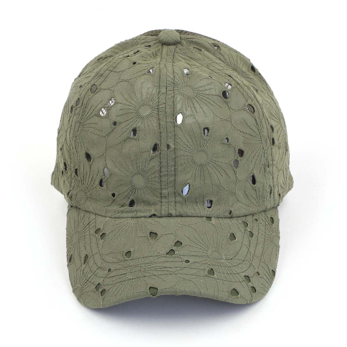 C.C Embroidered Eyelet Criss-Cross Ponytail Baseball Hat