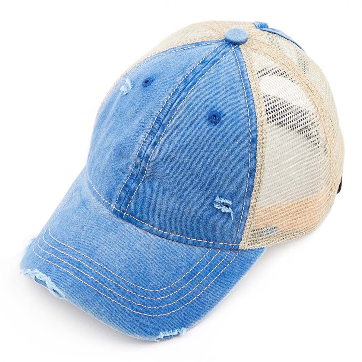C.C Distressed Washed Cotton Ponytail Baseball Hat