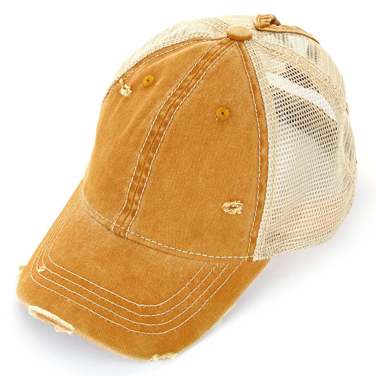 C.C Distressed Washed Cotton Ponytail Baseball Hat
