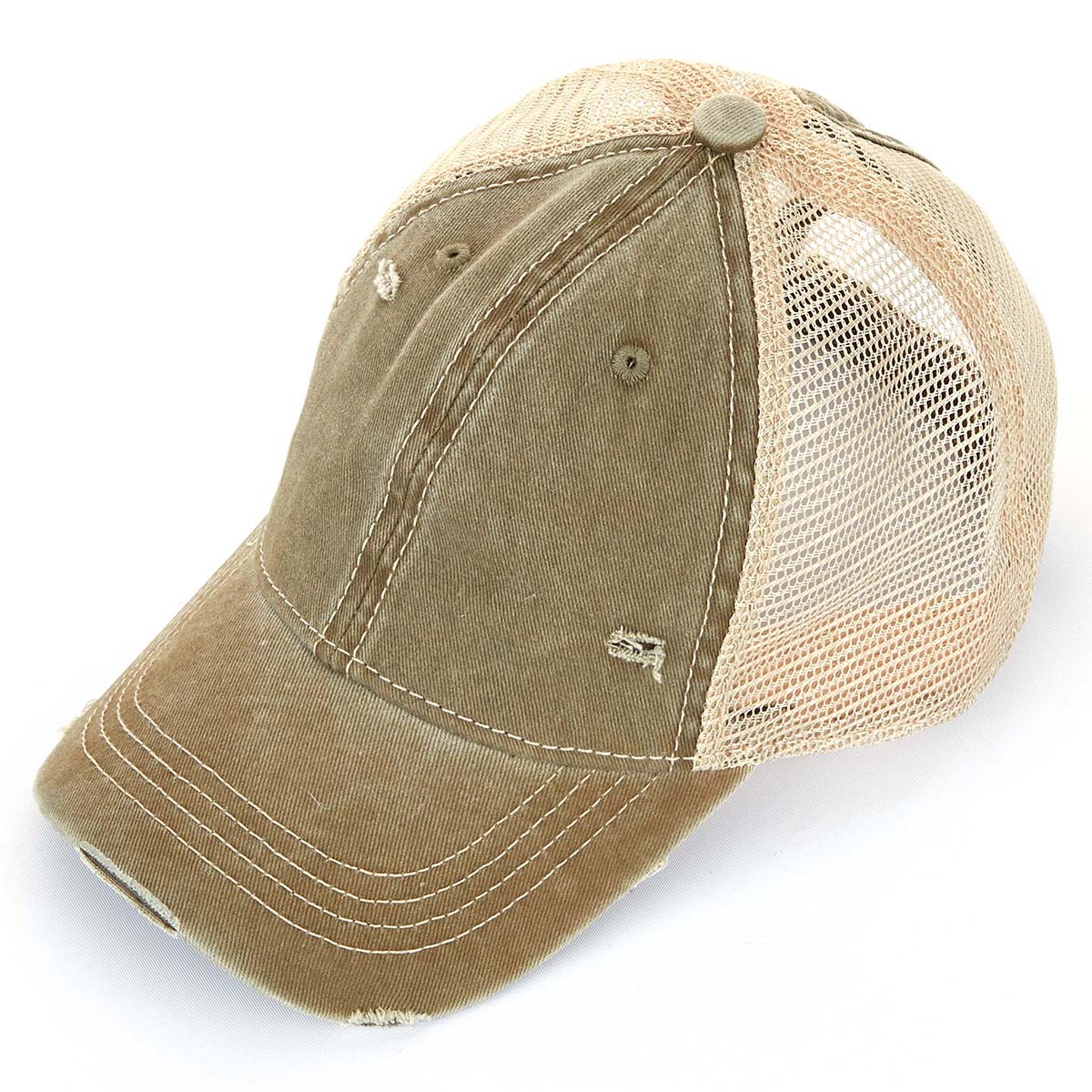 C.C Distressed Washed Cotton Ponytail Baseball Hat