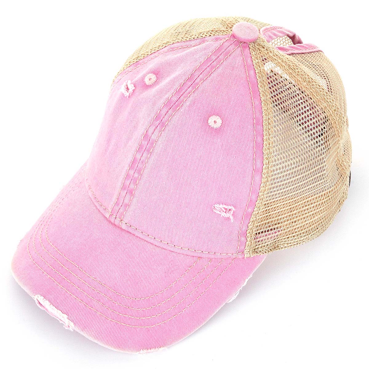 C.C Distressed Washed Cotton Ponytail Baseball Hat