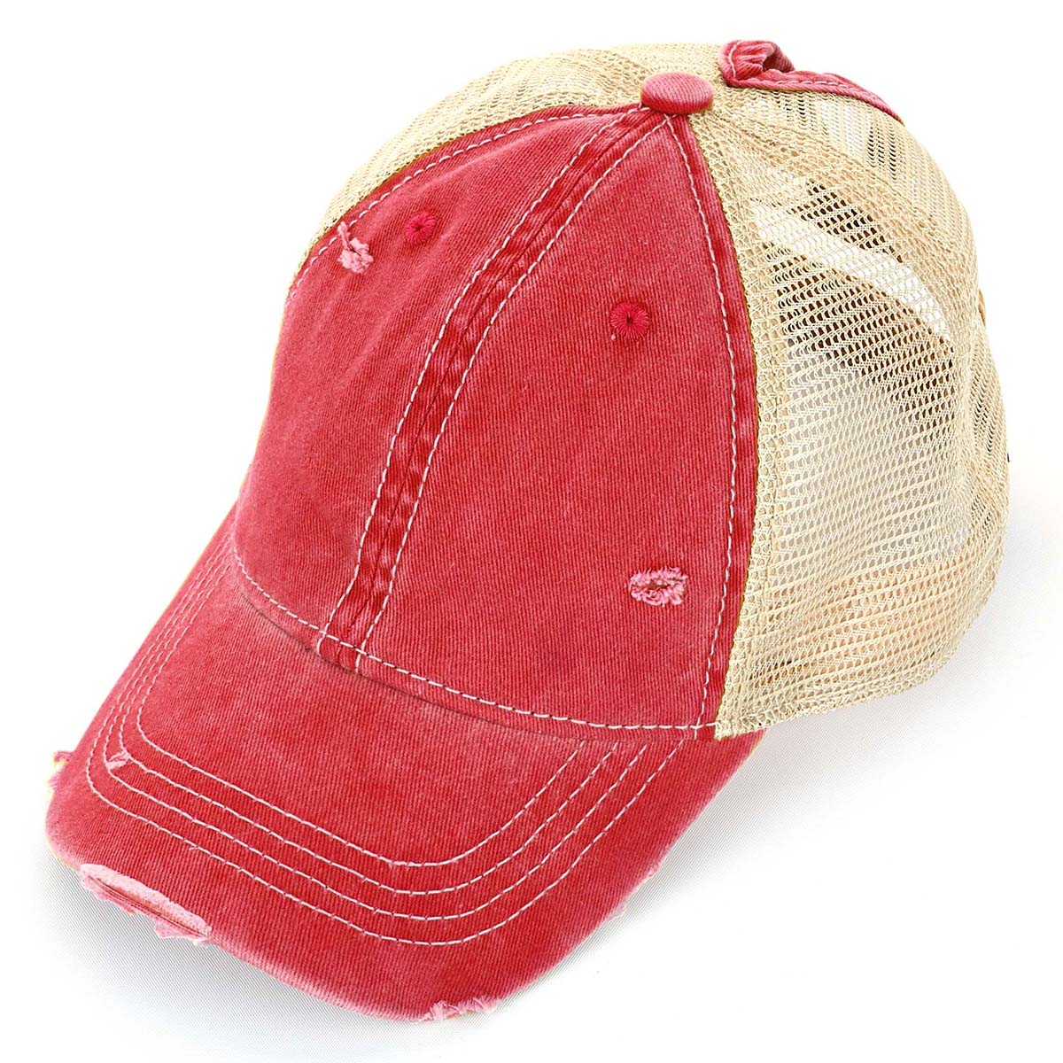 C.C Distressed Washed Cotton Ponytail Baseball Hat