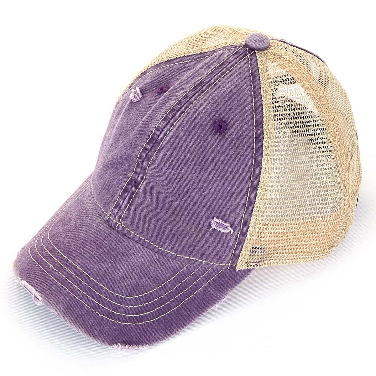 C.C Distressed Washed Cotton Ponytail Baseball Hat