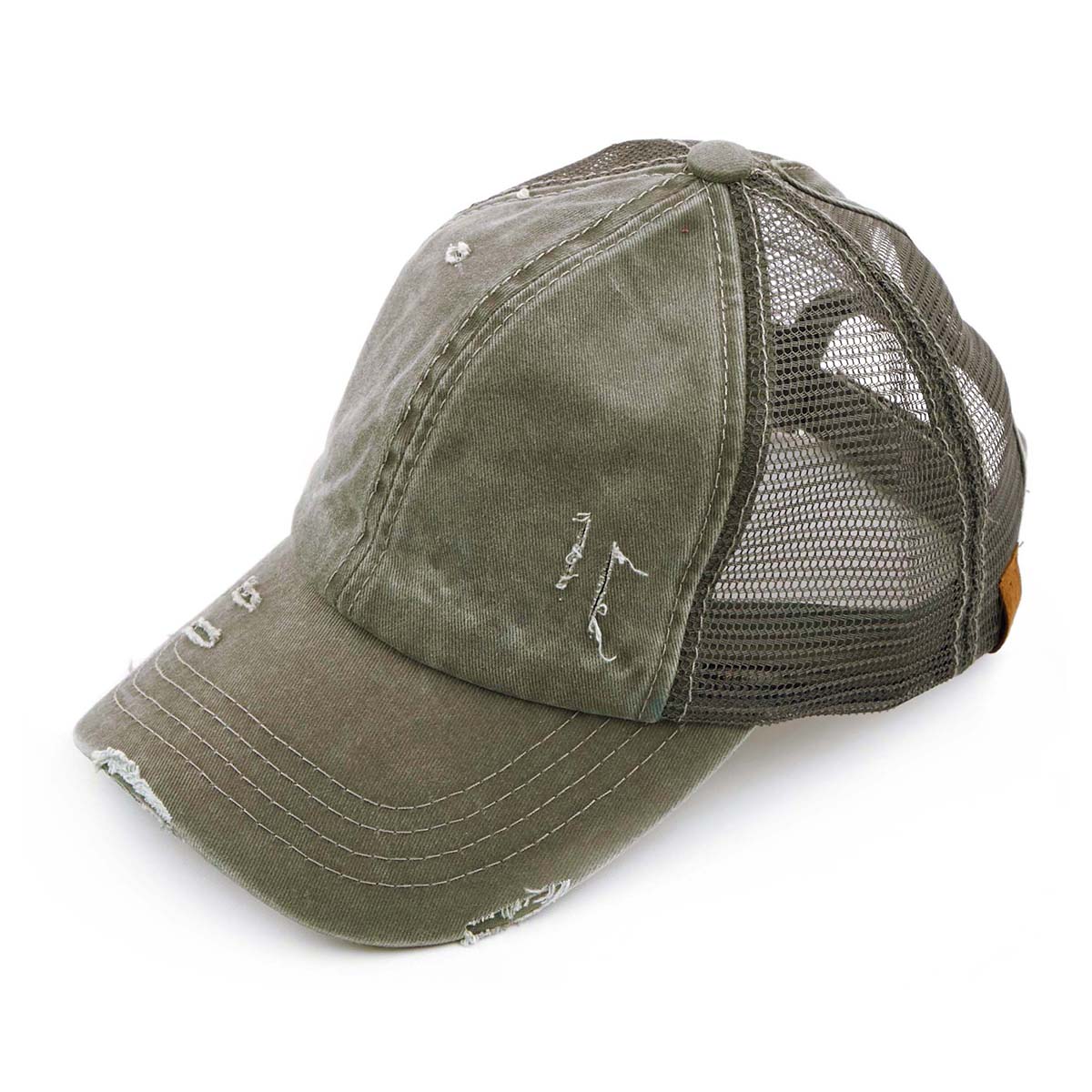 C.C Distressed Ponytail Baseball Cap