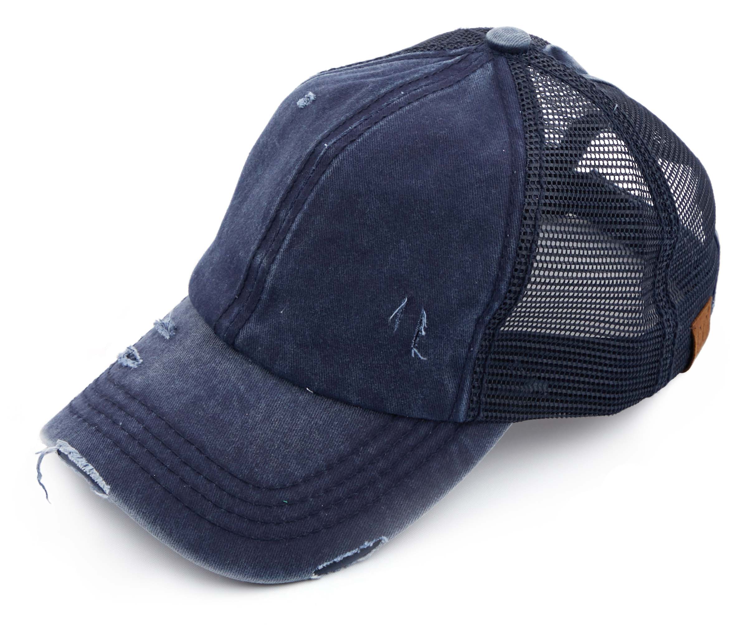 C.C Distressed Ponytail Baseball Cap
