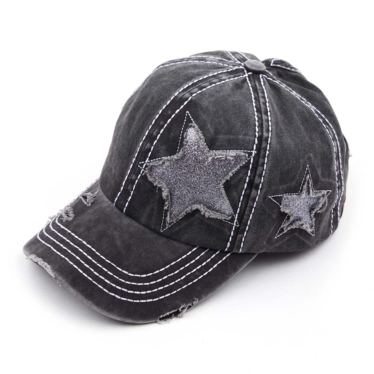 C.C Distressed Star Ponytail Baseball Hat