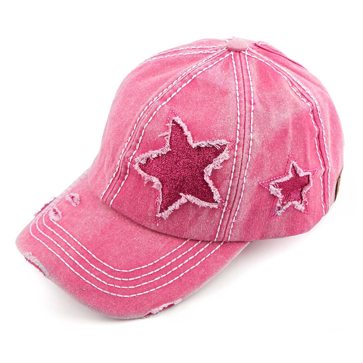 C.C Distressed Star Ponytail Baseball Hat