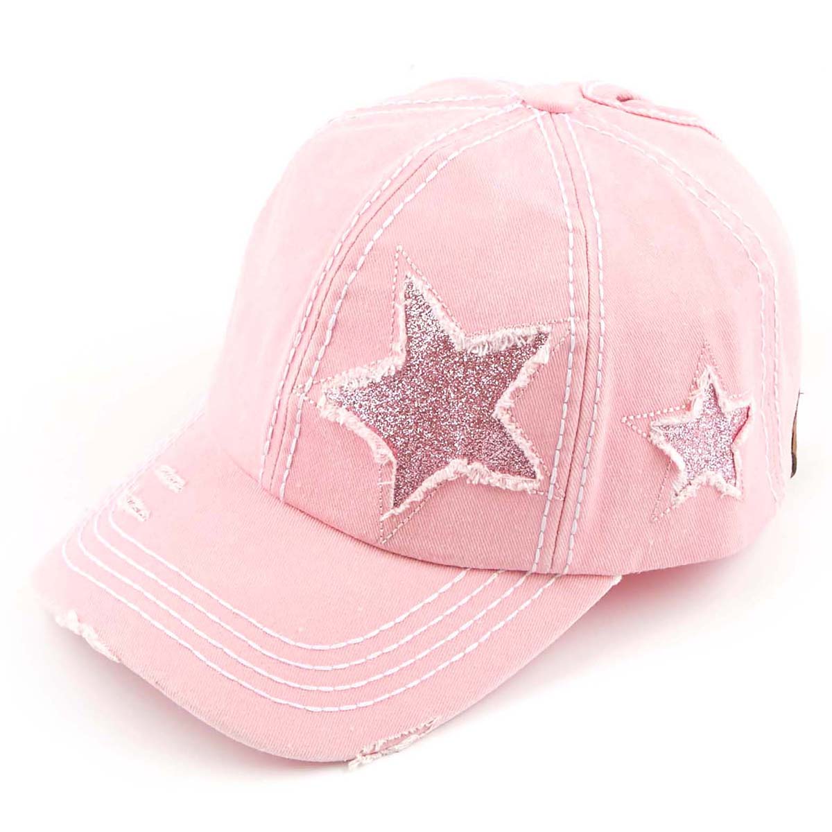 C.C Distressed Star Ponytail Baseball Hat