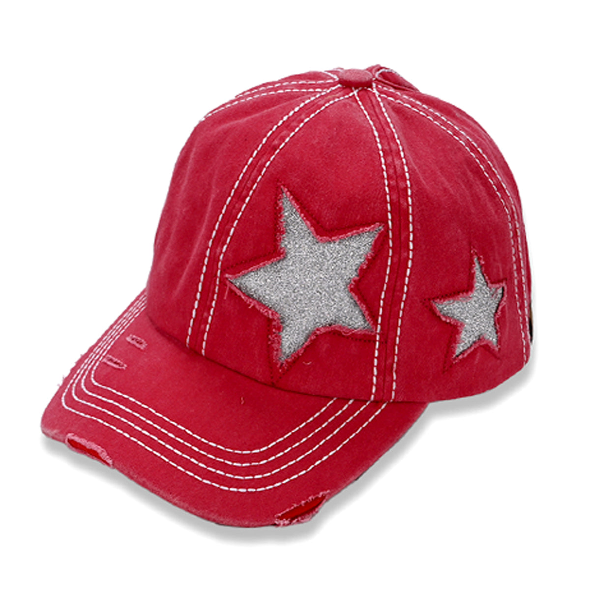 C.C Distressed Star Ponytail Baseball Hat