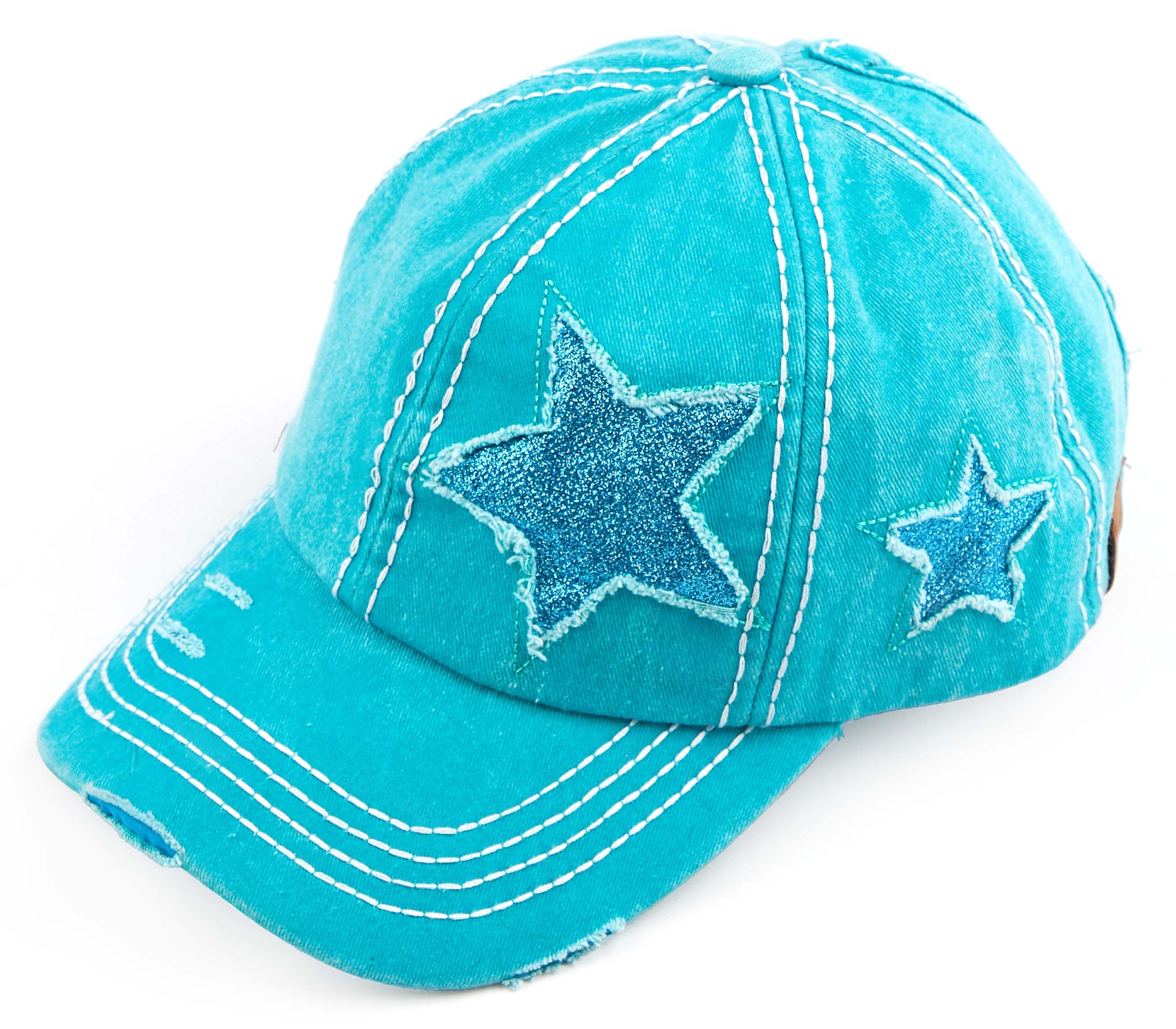 C.C Distressed Star Ponytail Baseball Hat